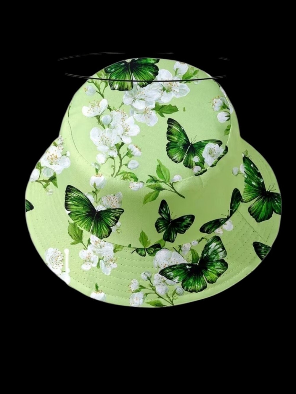 Green Butterfly Floral Unisex Bucket Hat 22"/23" - Picture 8 of 8